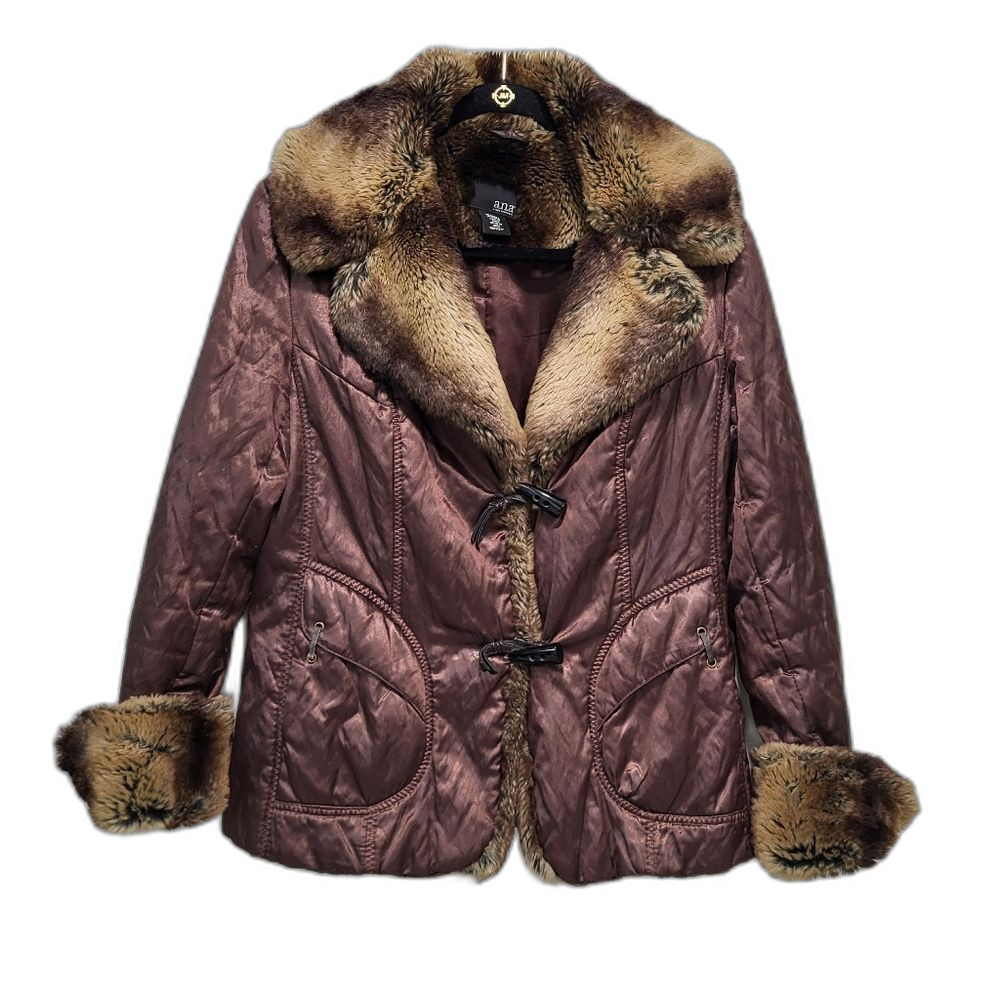 Metallic and Faux Fur Jacket Size Medium